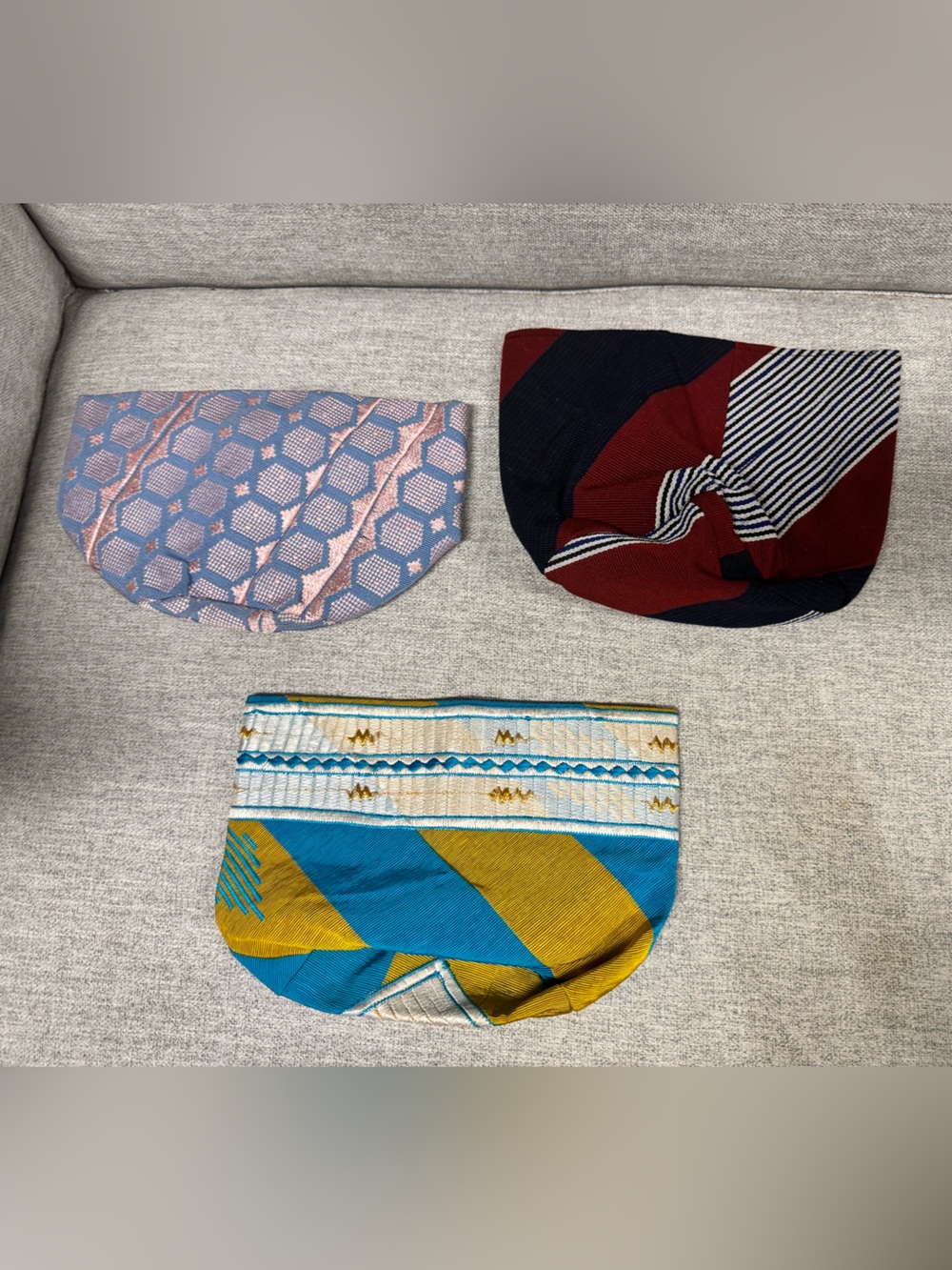 Handmade Patterned Storage Pouch Trio - Blue, Red, Pink